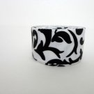 7/8" Black White Abstract Grosgrain Ribbon