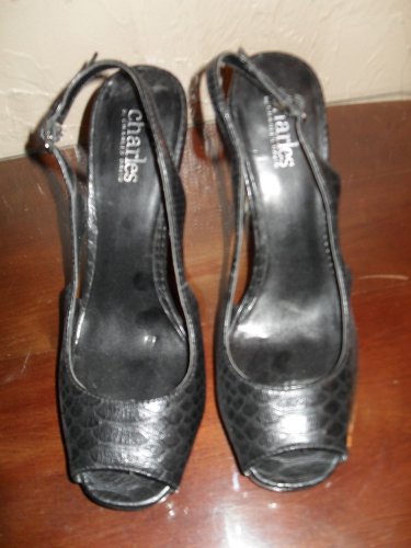 Charles David peep toe platform women shoes cl black sz 6.5 M