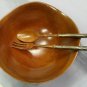 SALAD BOWL SHEFFIELD SILVER PLATED PEDESTAL ORNAMENTS.W/2 SERVING FORK & SPOON