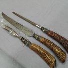 Vintage Landers Frary & Clark Aetna Works Sterling Silver & antler carving set