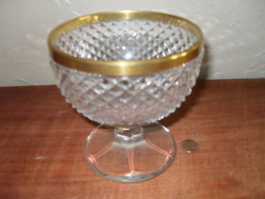 stunning cut glass bonbon dish with gold rim