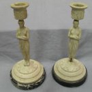 2 GORGEOUS FEMALE CARVED MATCHING CANDLE HOLDERS