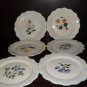 Set of 6  dessert dish by Secla Portugal with diff floral paterns in center
