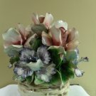 Capodimonte Porcelain centerpiece vase with flowers
