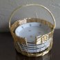 Sadek Hand Painted Japan Andrea Coaster Set Metal Basket Holder No 6269