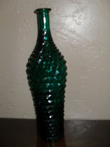 Tall embossed green decor bottle