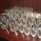 47 Pieces of Vintage Elegant Crystal Glasses with engraved flower on each glass