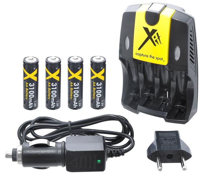 Xit XTCRCH3100 Rapid AA/AAA Battery Charger AC/DC 3100mAh with 4 AA ...