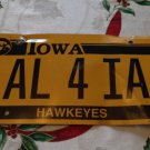 Vanity ALL For IOWA license plate HAWKEYES NCAA university Basketball Football
