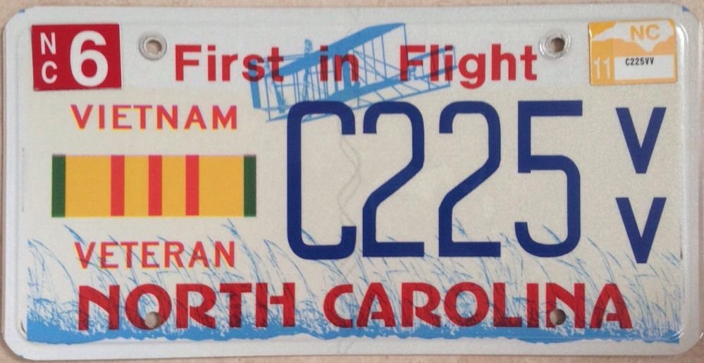 North Carolina Vietnam Veteran license plate Vet USMC Military Army War