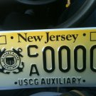 New Jersey US Coast Guard Auxiliary sample license plate ship Navy Sea USCG boat