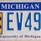 University Of Michigan license plate NCAA Basketball UM UMich U-M Wolverines Ann