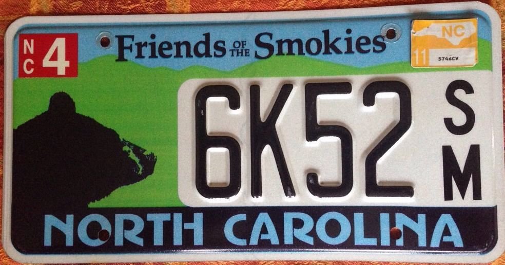 North Carolina Smoky Mountains License Plate Bear Wild Wildlife Park