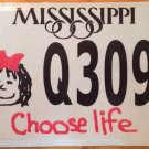 Mississippi Choose Life license plate Pro Life Abortion Choice Adoption Fetus