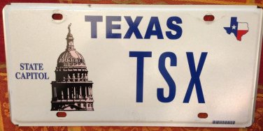 Texas State Capitol vanity TSX license plate Thomas Terry Tim Todd Theo Theresa
