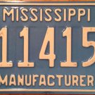 Mississippi CAR MANUFACTURER license plate 11415 Auto Ford GM Chevrolet Chrysler