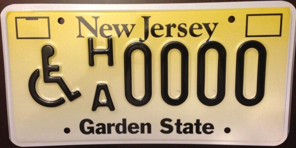 New Jersey Handicap Handicapped license plate sample Wheelchair