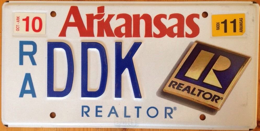 Arkansas REALTOR license plate Remax Century 21 Real Estate House SOLD