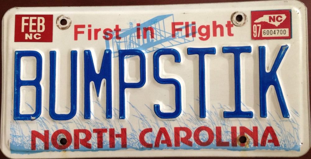 NORTH CAROLINA vanity BUMP STICK license plate gun shoot sticker rifle