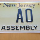 New Jersey assembly AO license plate sample political senate congress politics