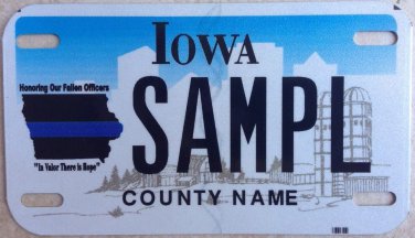 Honor Fallen Officers Motorcycle license plate Police Biker Bike Thin Blue Line