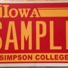 Iowa Simpson College license plate Indianola The Storm NCAA
