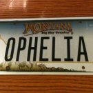 MT vanity OPHELIA license Plate Name Filia Ofilia Shakespeare Ofelia Phelia