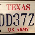 Texas US Army license plate tag TX military vet War Service Hero Veteran soldier