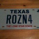 Texas vanity ROZN 4 license plate Rozen Rozanne Rosanne Rosy Rose Rozane Rozanna