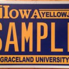Iowa Graceland University license plate Yellow Jackets Lamoni Sting Mascot MO