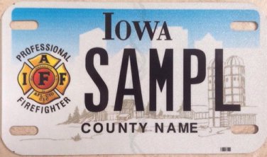 Iowa Professional Firefighter Motorcycle license plate Fire Fighter Harley Honda