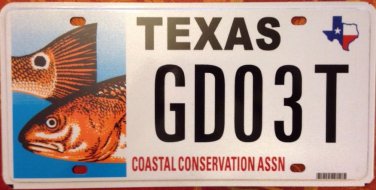 Texas Coastal Conservation license Plate Fish State Park wildlife wild Fishing