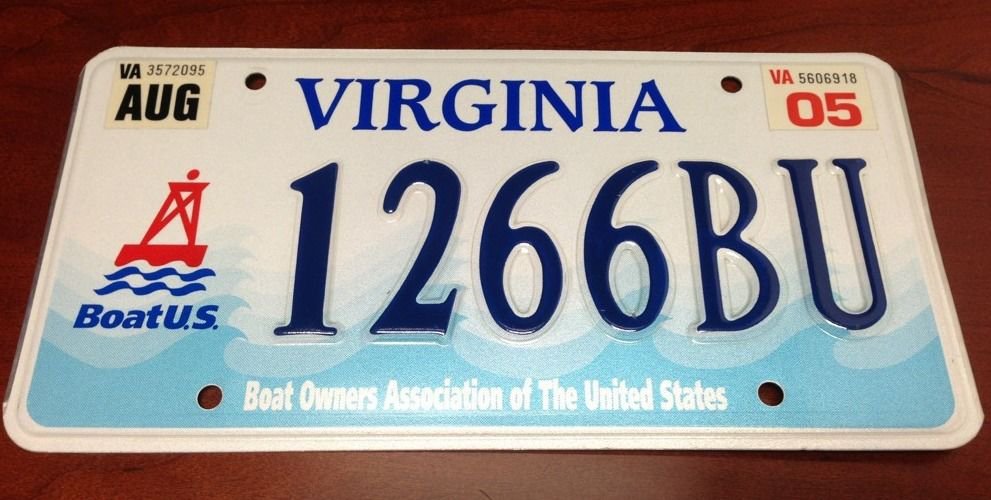 Virginia Boat Owner license plate Lake Sea Fish ship fishing sailing
