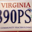 Virginia Community Peacebuilding license plate Peace War Pacifism Dove  Bird