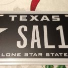 Texas Lone Star vanity SAL 1 license plate Sally Sarah Salvatore salman Salvador