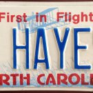 North Carolina vanity F For HAYES License Plate Rutherford USA President Heyes