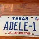 TX vanity ADELE 1 license plate Name Adelaide Adelinde Adela Adelle Adel Adelei