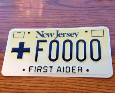 New Jersey First Aider license plate sample EMT EMS Ambulance rescue Red Cross