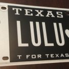 TX vanity license plate LULU G Lucy Luanna Lucille Lou Louise Luciana Luna lula