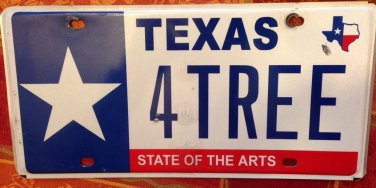 Texas State Arts vanity 4 TREE license Plate Forest Nature Wild Wood Park Trees