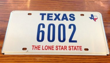 Texas Low Number 6002 License Plate TX Tag Numbers Four Digits