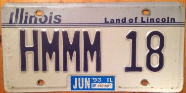 IL vanity HMMM Think 18 license plate Thinking YES Hesitate Hum Decision Singing