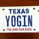Texas vanity YOGIN license plate Yogi Yoga Master Relax Fit Stress Spiritual