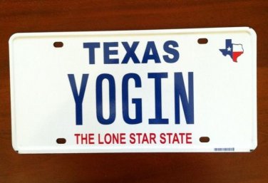 Texas vanity YOGIN license plate Yogi Yoga Master Relax Fit Stress Spiritual