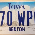 Iowa Benton county blue Letter License Plate USA Graphic