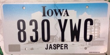 Rare New Iowa JASPER county License Plate Jaspar Gasper Gaspar Graphic USA IA