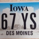 New Iowa Des Moines 567 YSJ county black letter License Plate Monk Graphic USA
