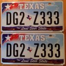 2 Texas license plates Z 333 Repeating Number 3 Triple Three Nissan Fairlady Z33