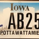 New Style Iowa Handicap Black Letter License Plate Disabled Wheelchair AB 256