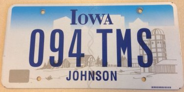 New IA Johnson county License Plate Lyndon USA President Graphic 094 TMS City